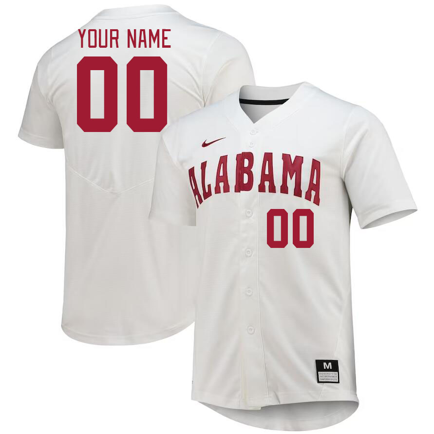 Custom Alabama Crimson Tide Name and Number College Baseball Jerseys Stitched-White